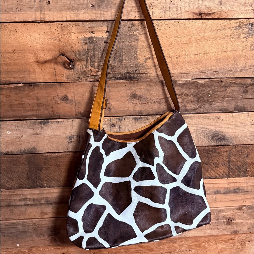 Attention Brown and White Shoulder Bag - Picture 2 of 5